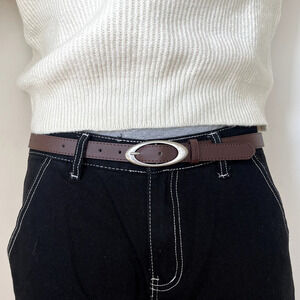 y2k style brown american western simple designer oval belt
